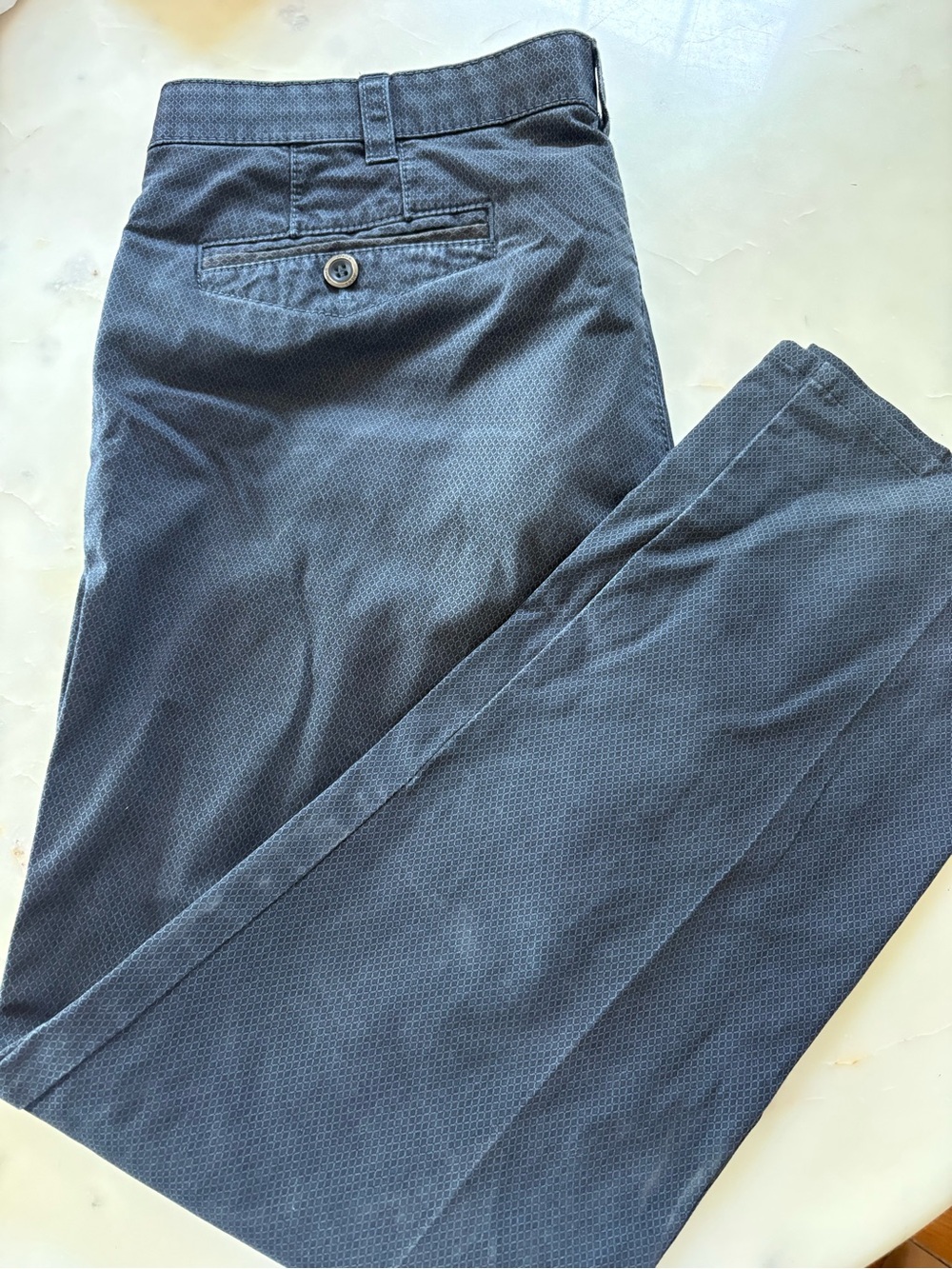 Men's Navy Micro-Pattern Dress Pants